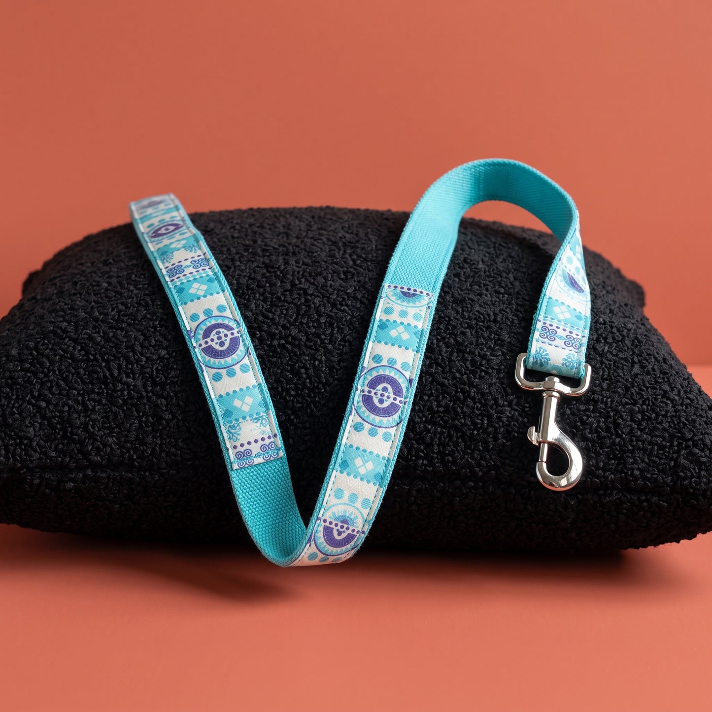 Light Blue Floral Collar & Leash Set