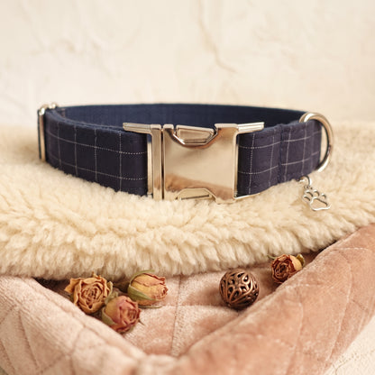 Dark Blue Bow Collar & Leash Set