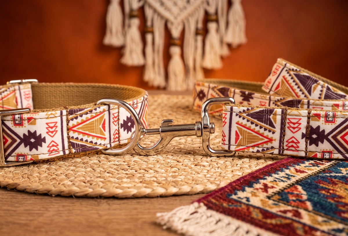 Boho Print Collar, Bow & Leash Set