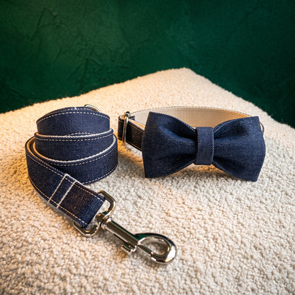 Denim Dog Collar & Leash Set